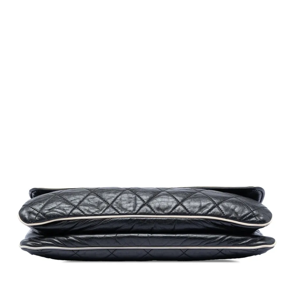 Chanel Quilted Lambskin East West Mademoiselle Flap Black Leather Very good - Inside View