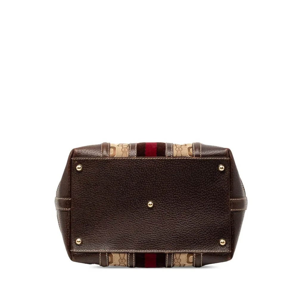 Gucci Horsebit Canvas Web Treasure Handbag Beige Good - Inside View