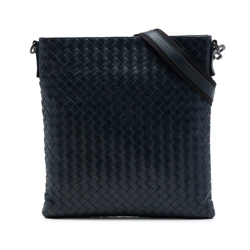 Bottega Veneta Nappa Intrecciato VN Crossbody Blue Leather Good - Front View