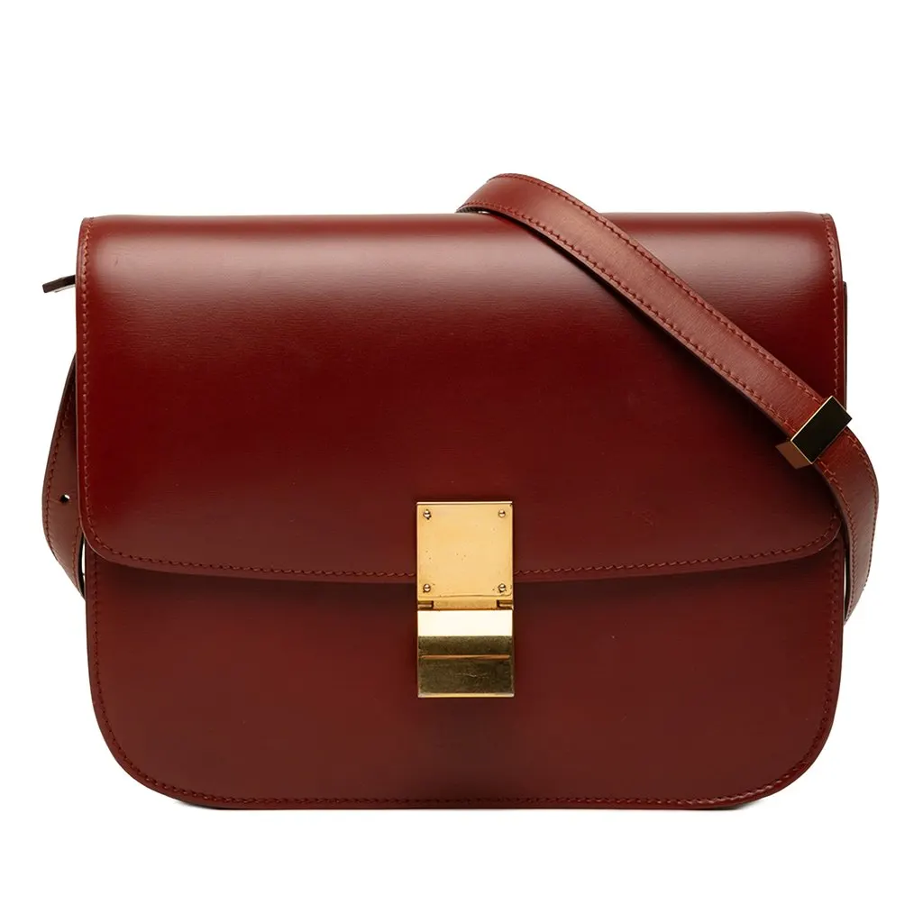 Celine Medium Calfskin Classic Box Red Leather Very good - Front View