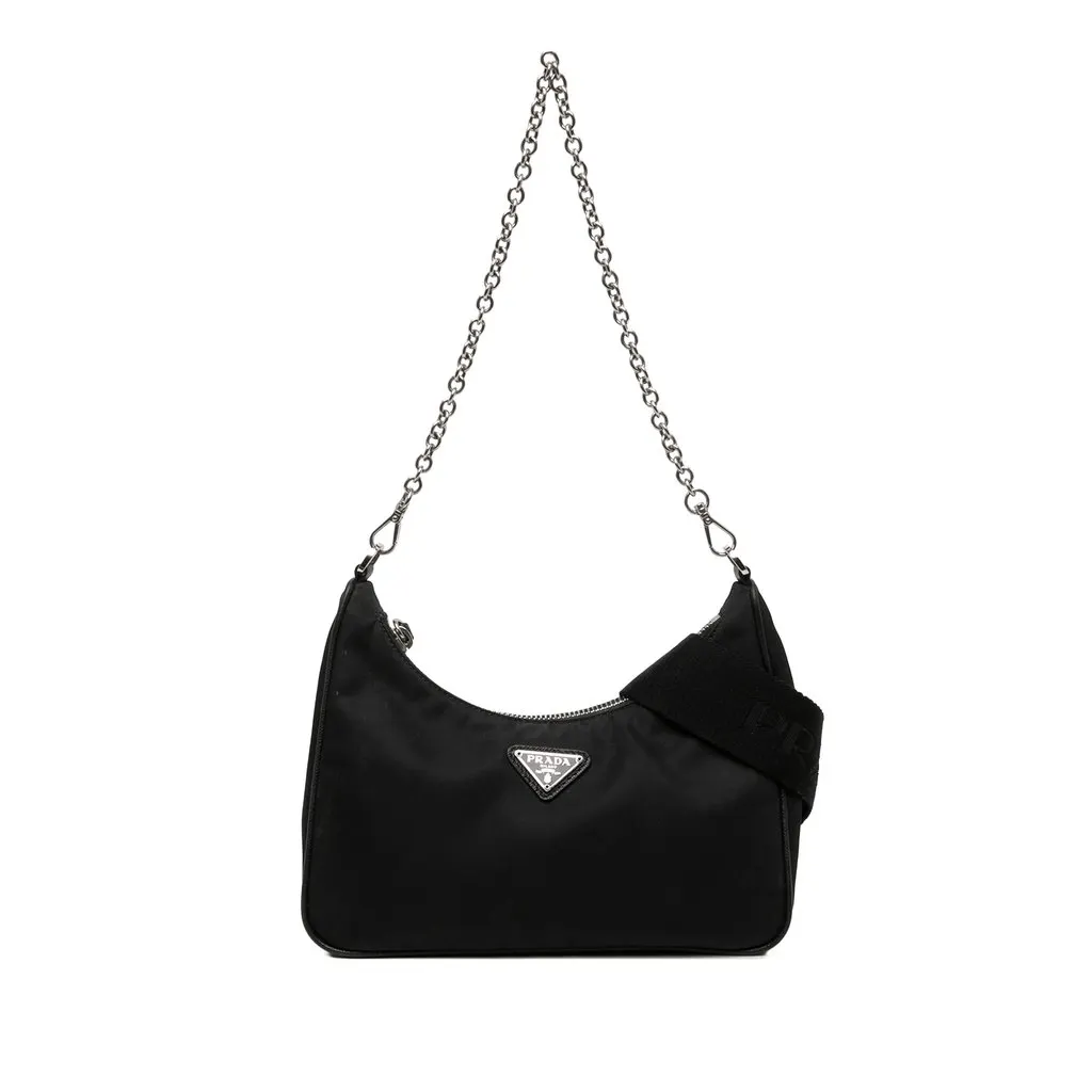 Prada Mini Saffiano Trimmed Tessuto Re Edition 2005 Satchel Black Polyamide Very good - Front View