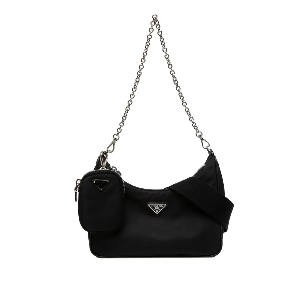 Prada Mini Saffiano Trimmed Tessuto Re Edition 2005 Satchel Black Polyamide Very good - Box View