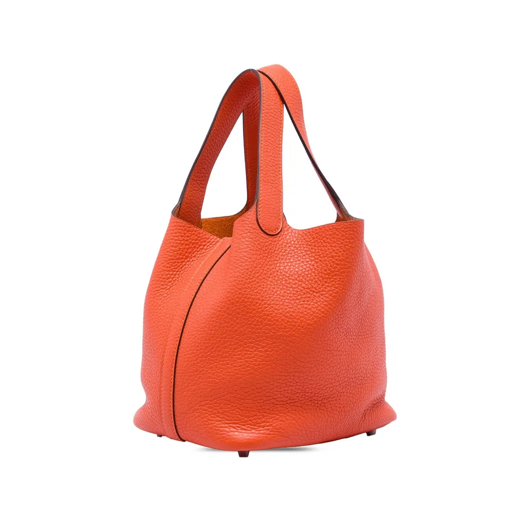 Hermès Clemence Picotin Lock 18 Orange Leather Very good - Back View