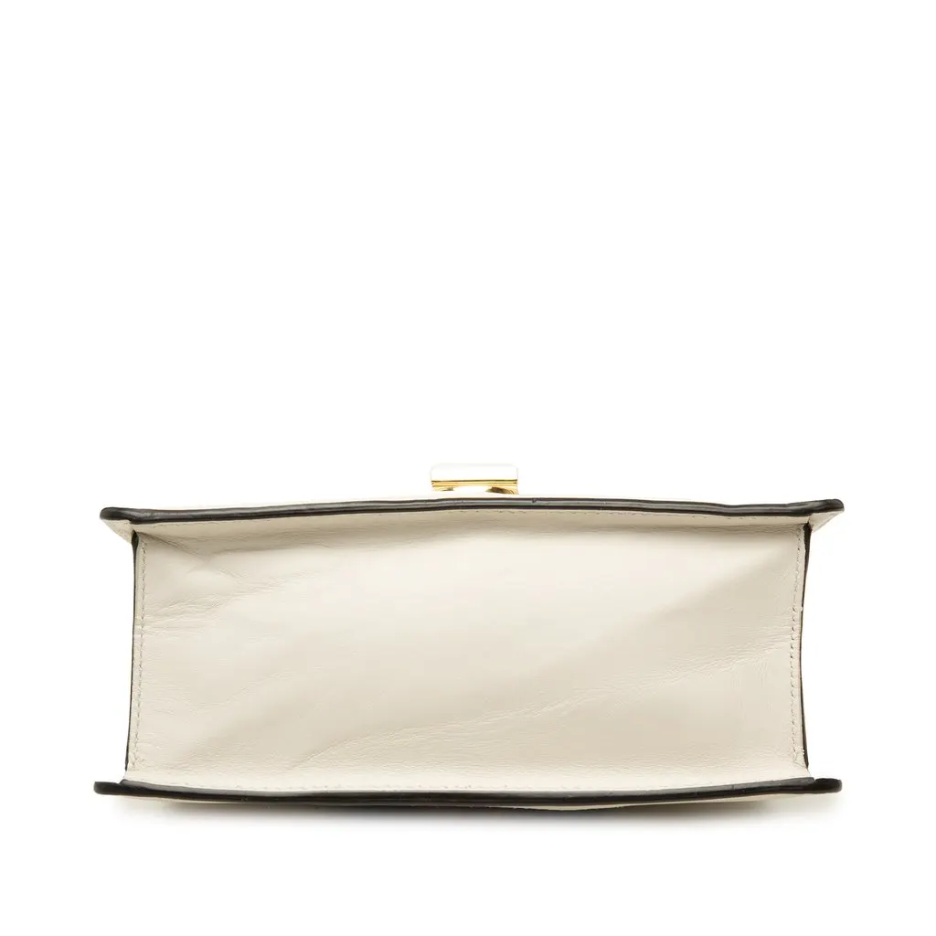 Gucci Mini Calfskin Web Sylvie Top Handle Bag White Leather Very good - Inside View