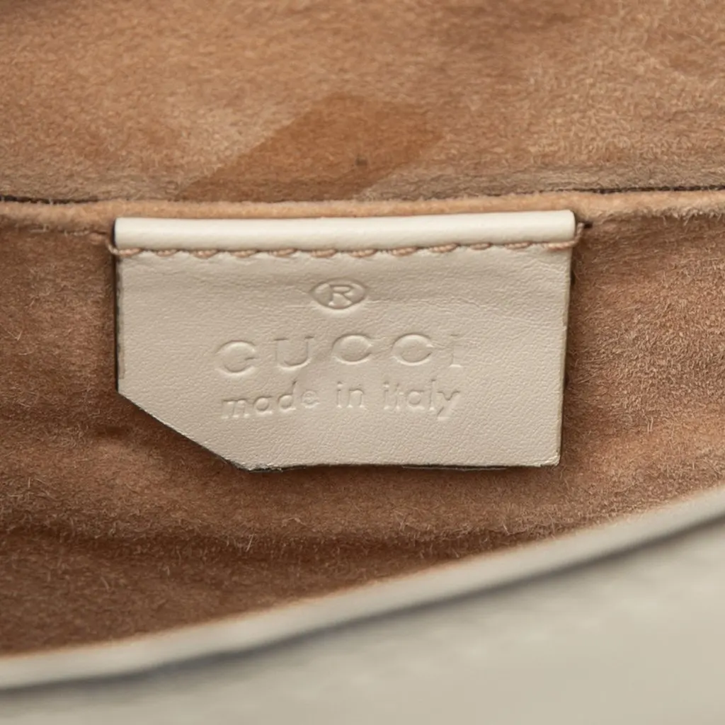 Gucci Mini Calfskin Web Sylvie Top Handle Bag White Leather Very good - Box View