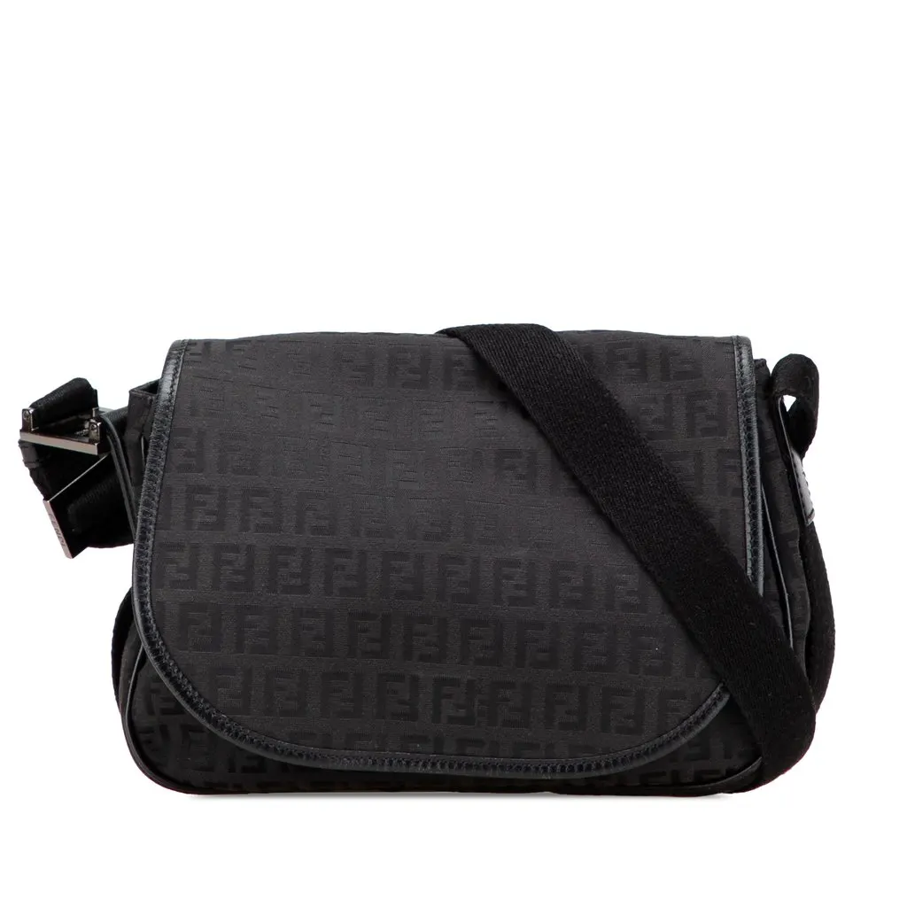 Fendi Zucchino Canvas Crossbody Black Canvas Very good - Front View