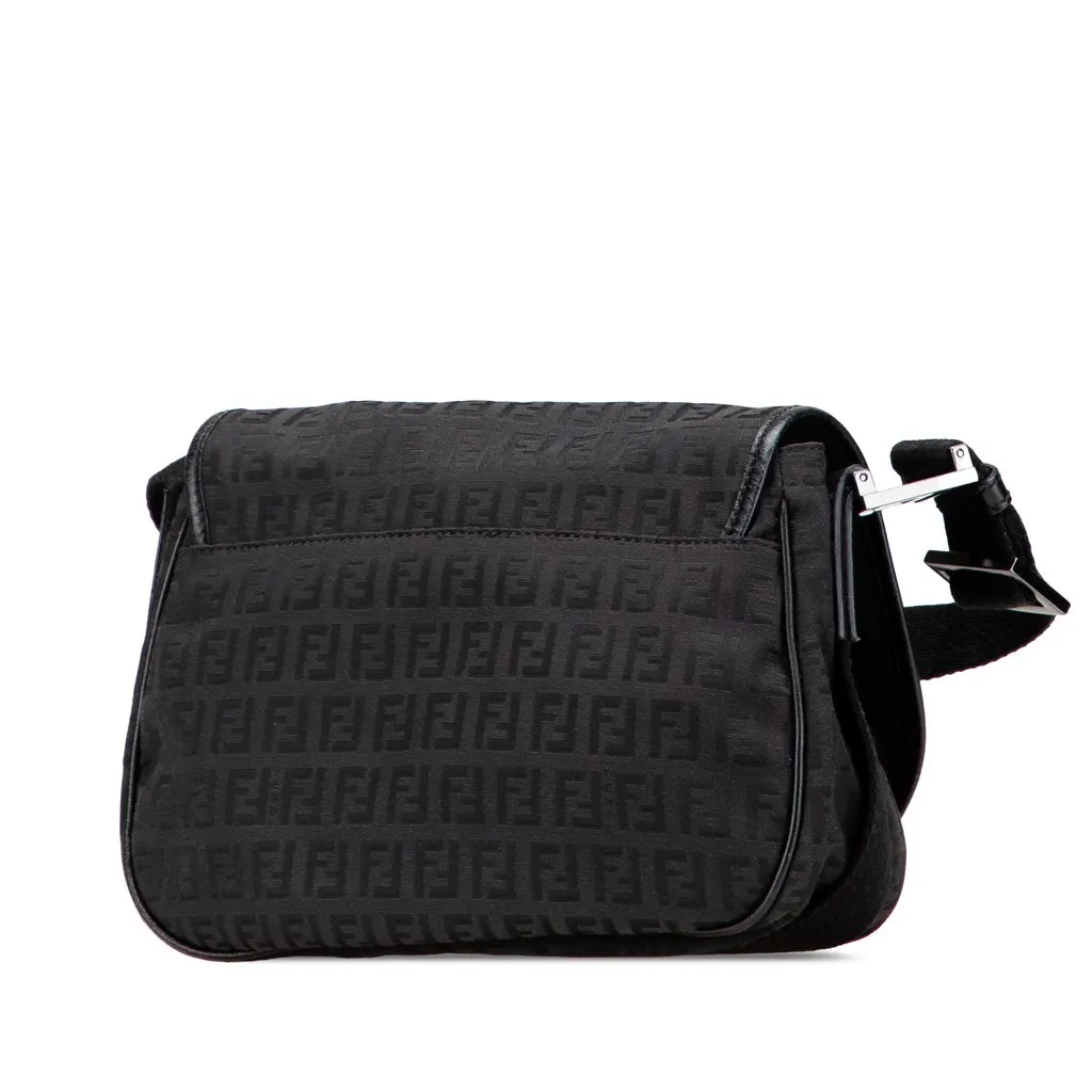 Fendi Zucchino Canvas Crossbody Black Canvas Very good - Back View
