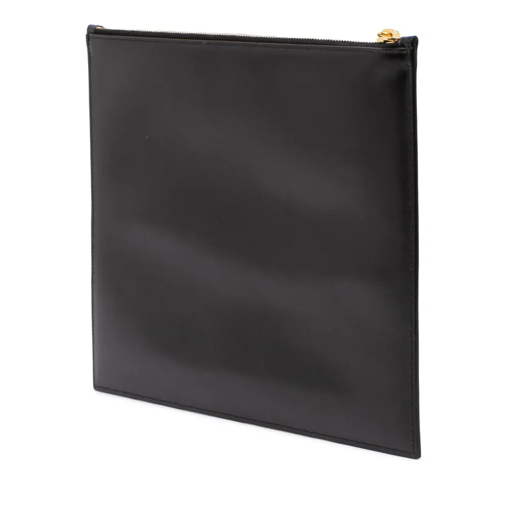 Saint Laurent Leather Zip Clutch Black Leather Good - Back View