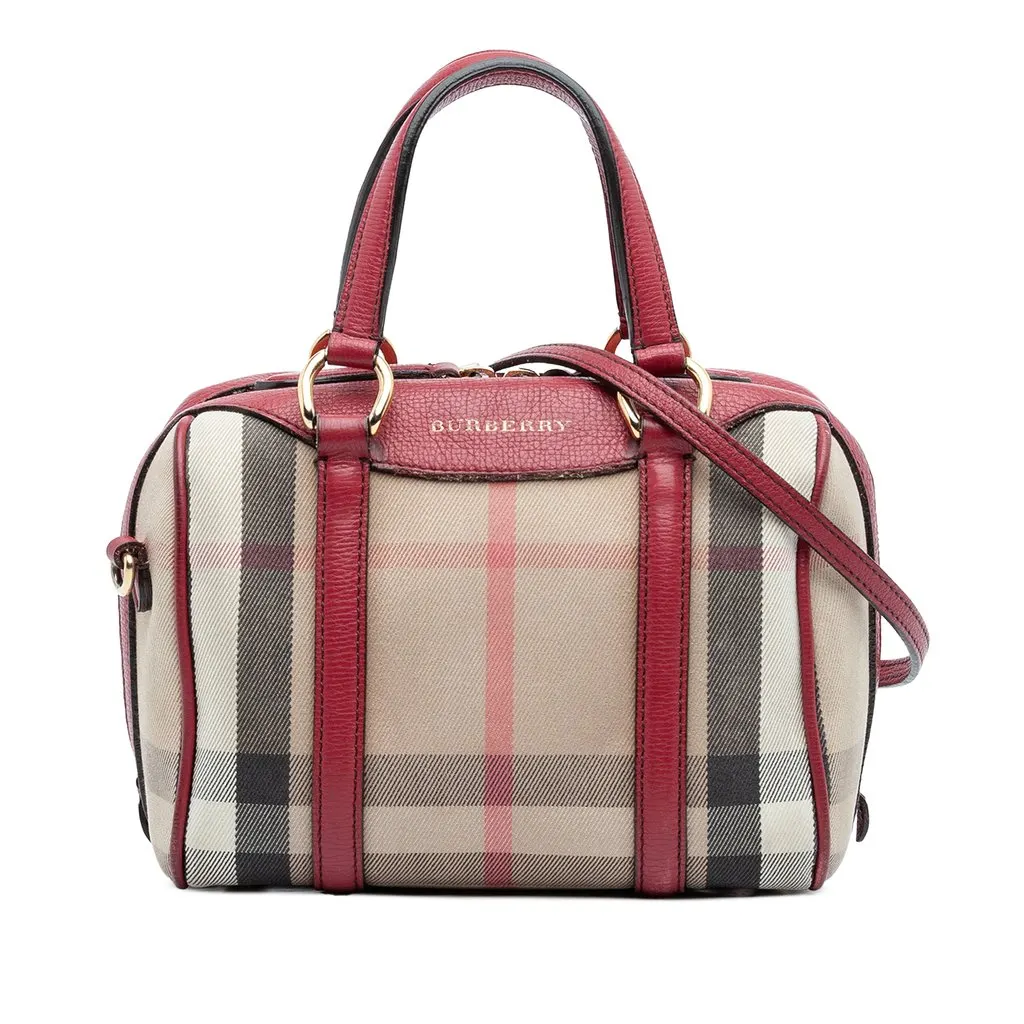 Burberry Small House Check Canvas Alchester Bowling Bag Beige Very good - Front View