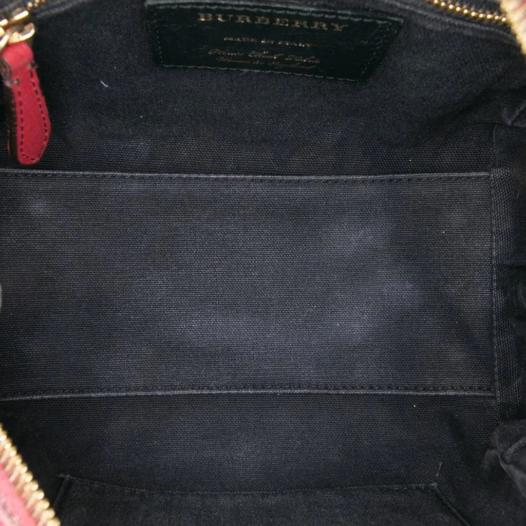Burberry Small House Check Canvas Alchester Bowling Bag Beige Very good - Model View