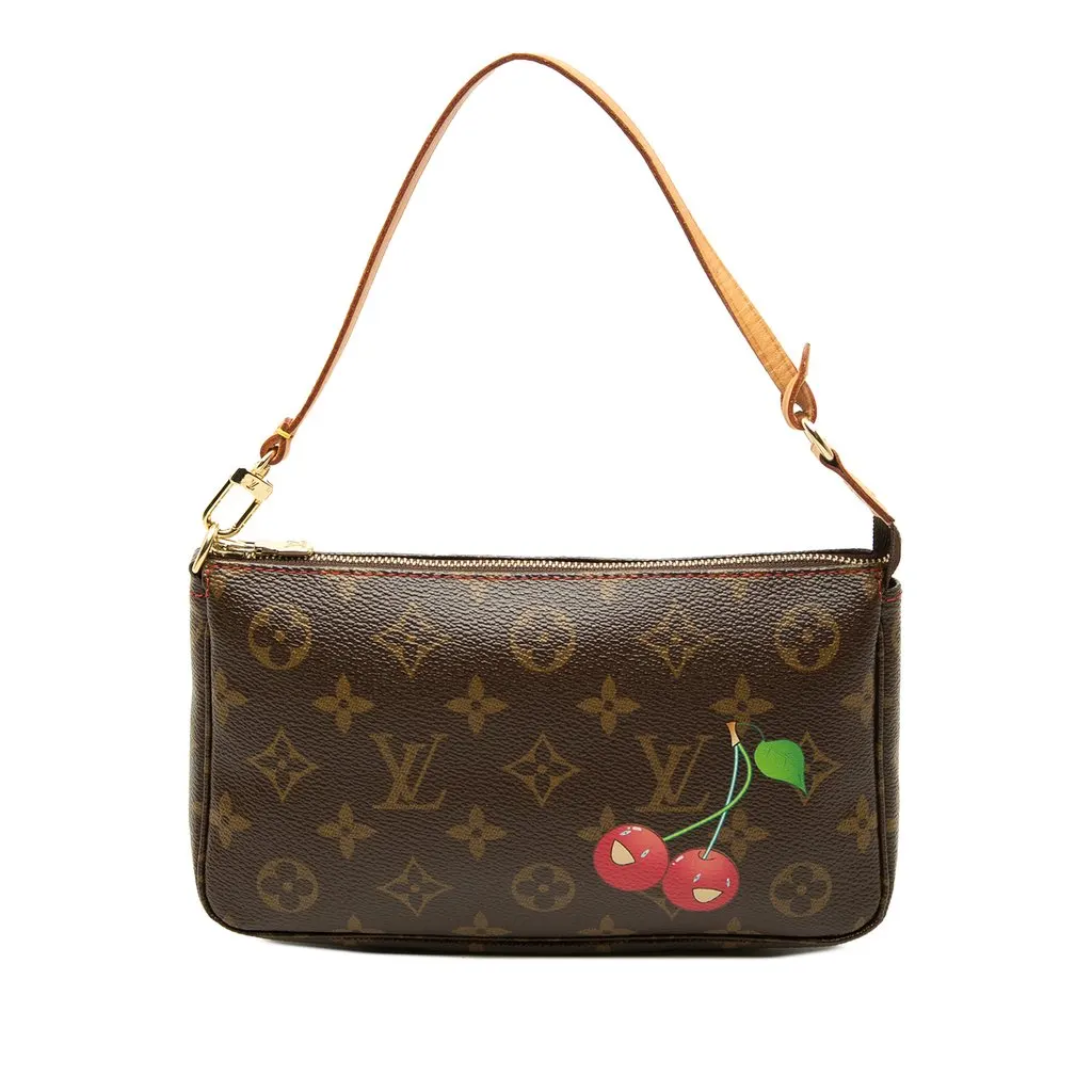 Louis Vuitton Takashi Murakami Monogram Cherry Pochette Accessoires Brown Canvas Good - Front View
