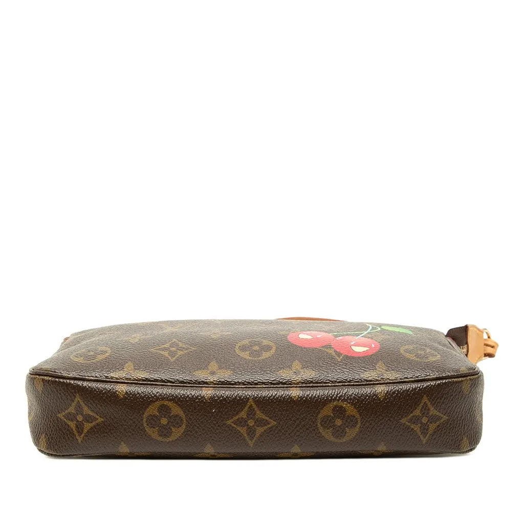 Louis Vuitton Takashi Murakami Monogram Cherry Pochette Accessoires Brown Canvas Good - Inside View