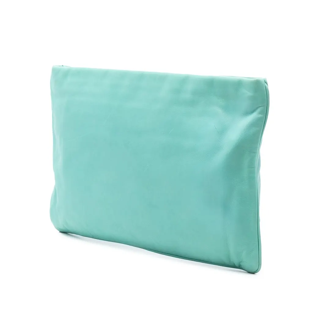 Prada Nappa Dice Clutch Green Leather Very good - Back View