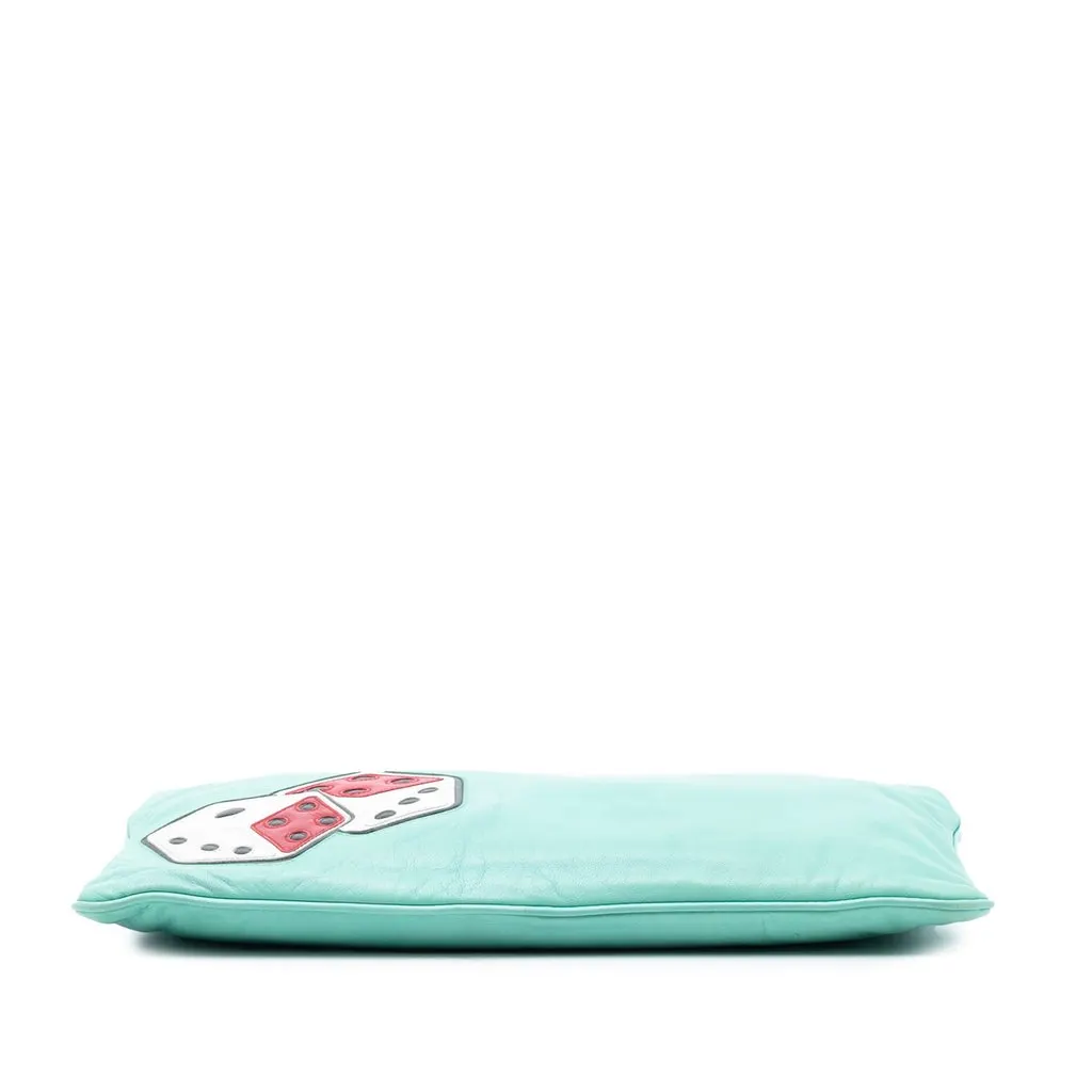 Prada Nappa Dice Clutch Green Leather Very good - Inside View