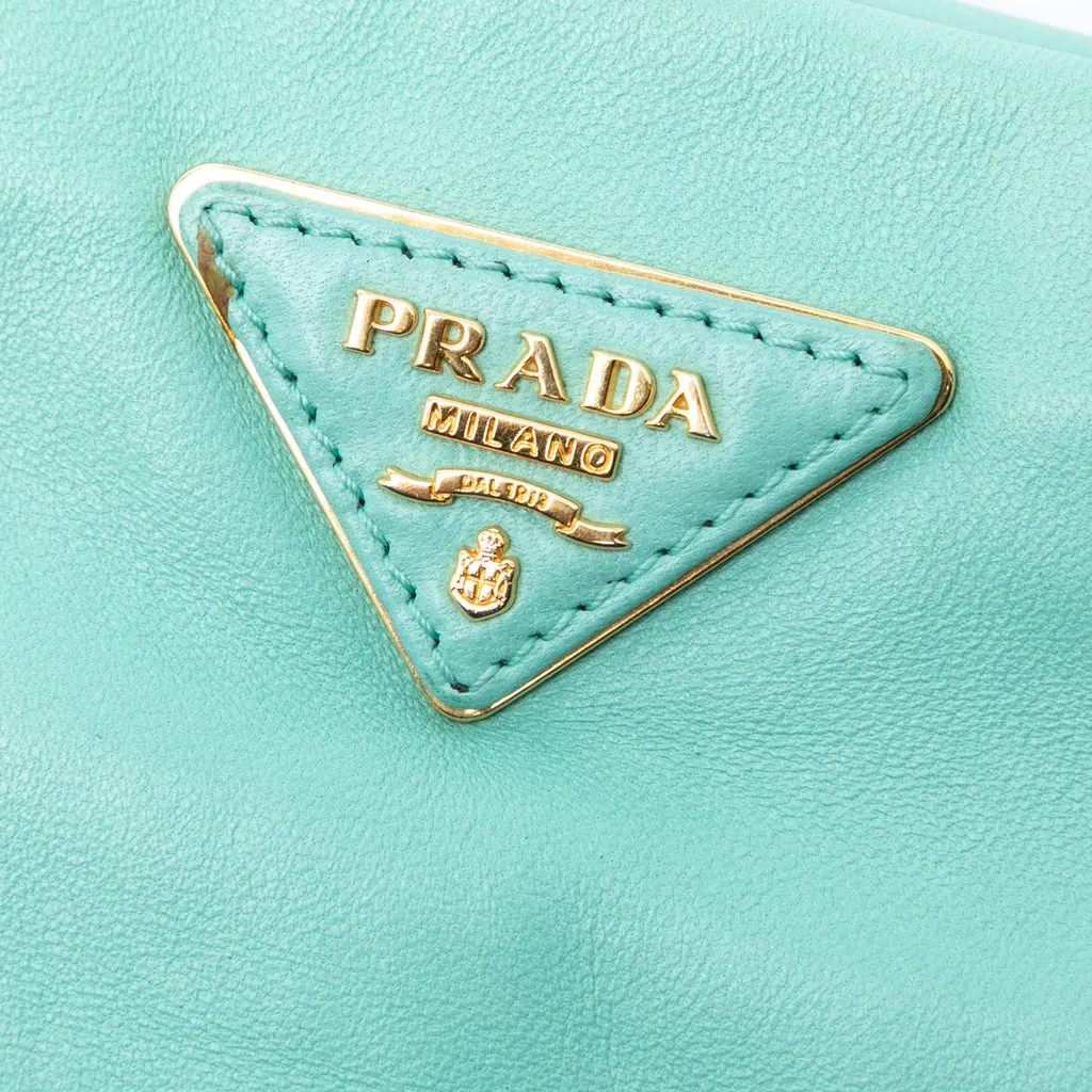 Prada Nappa Dice Clutch Green Leather Very good - Box View