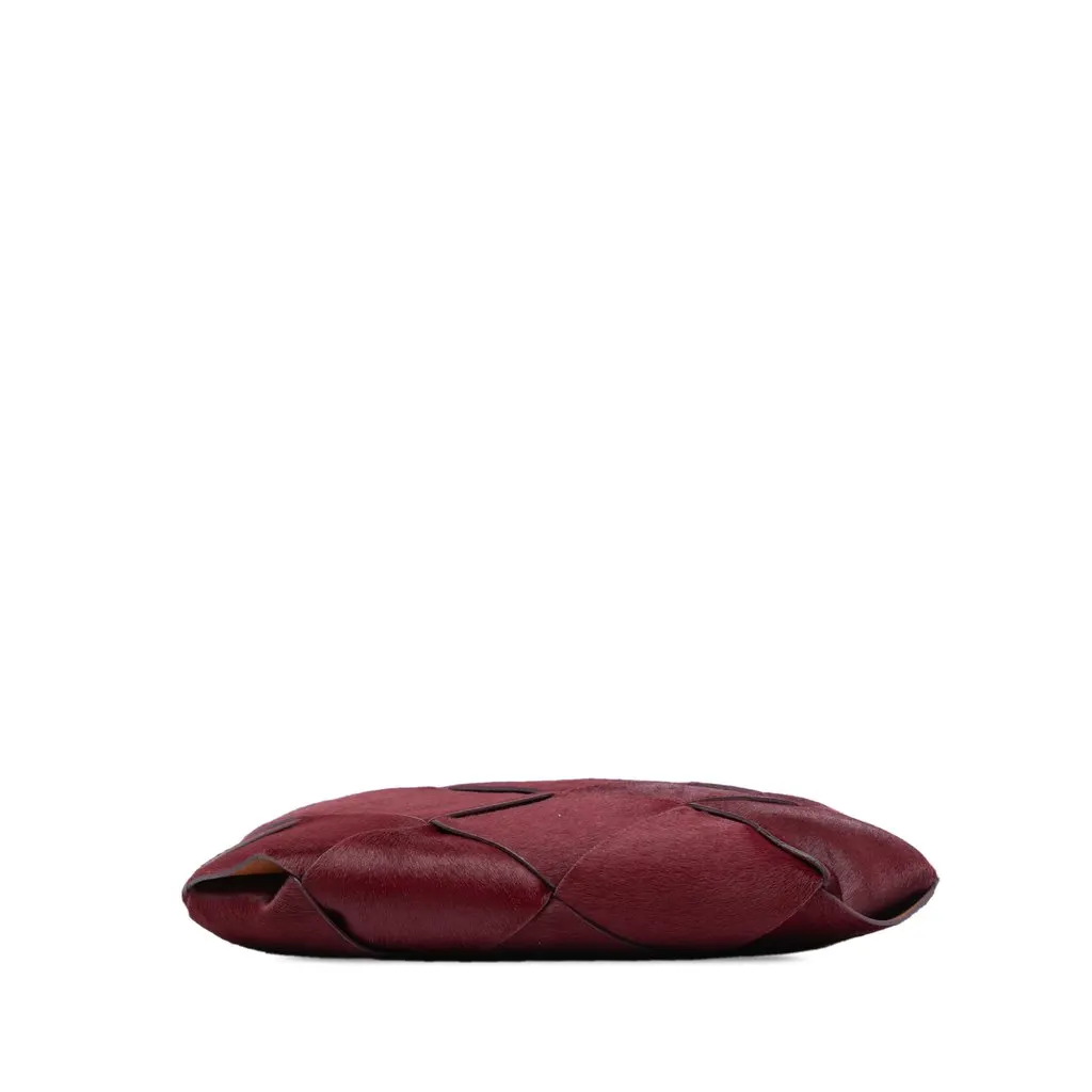 Bottega Veneta Small Pony Hair Maxi Intrecciato Slip Tote Red Leather Very good - Inside View