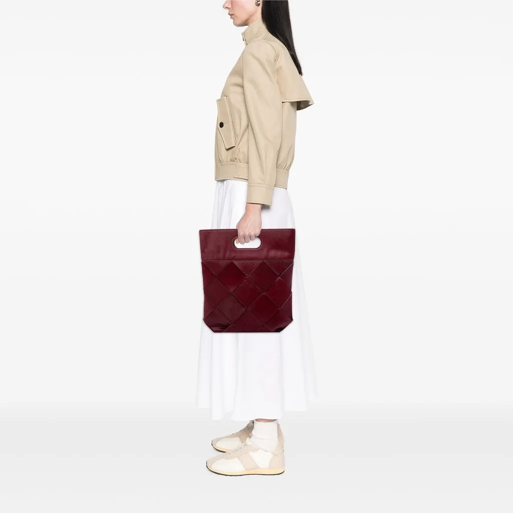 Bottega Veneta Small Pony Hair Maxi Intrecciato Slip Tote Red Leather Very good - Box View