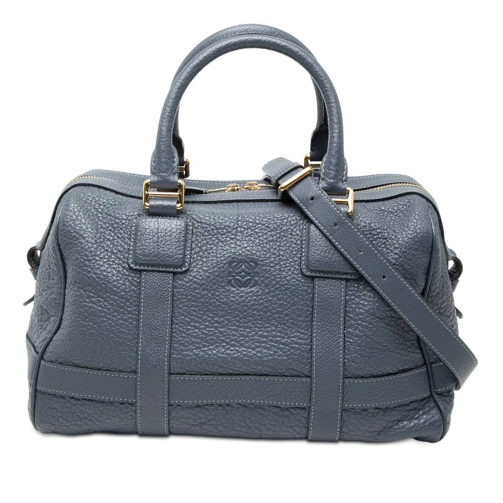 Loewe Goatskin Anagram Paseo 30 Satchel Blue Leather Very good - Front View