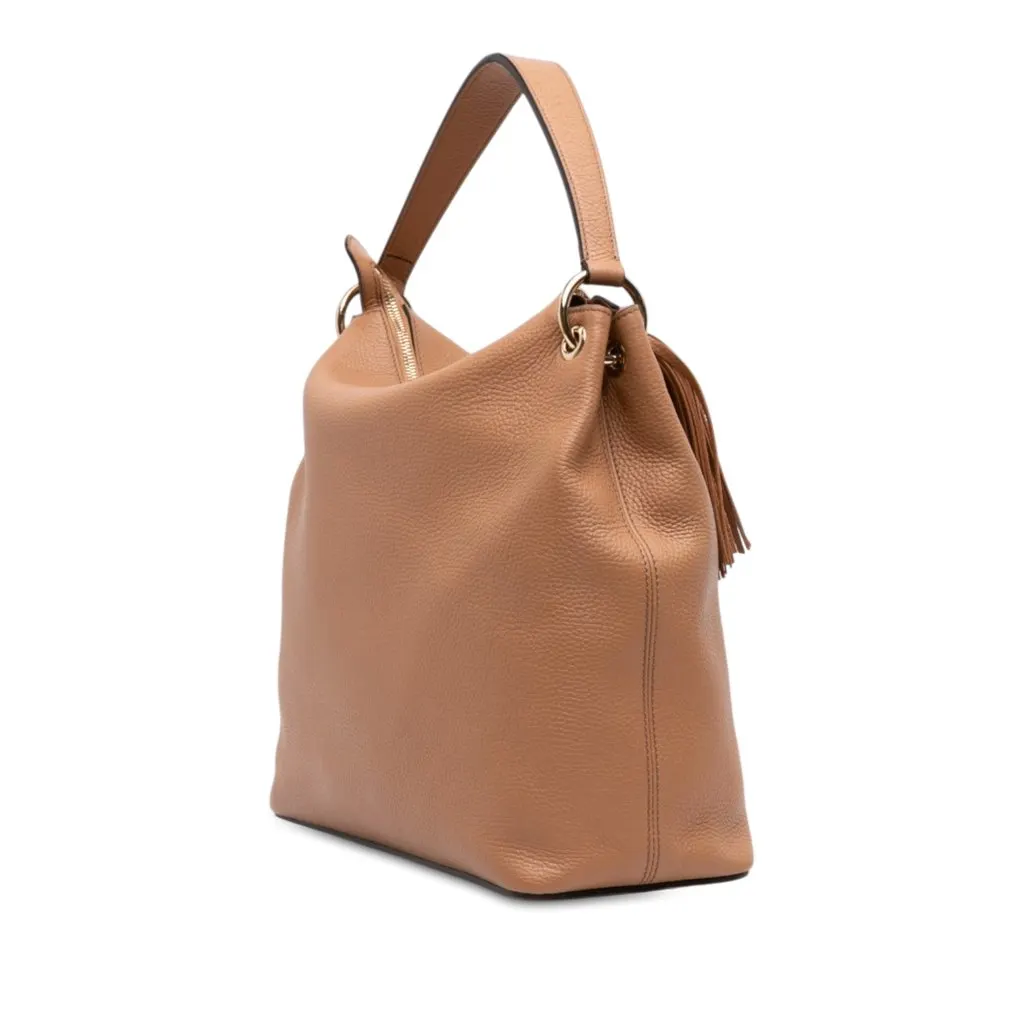 Gucci Large Pebbled Calfskin Soho Convertible Hobo Beige Leather Very good - Back View