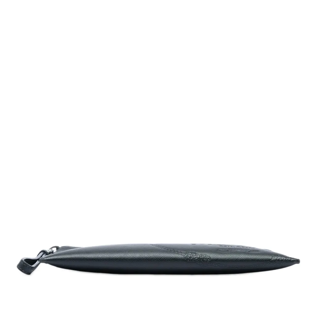 Prada Saffiano Logo Clutch Black Leather Very good - Inside View