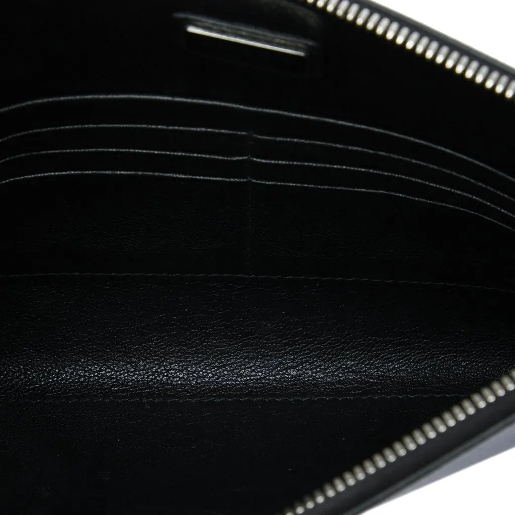 Prada Saffiano Logo Clutch Black Leather Very good - Model View