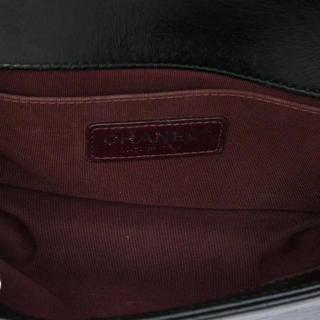 Chanel Small Quilted Glazed Calfskin Chained Boy Flap Black Leather Very good - Model View