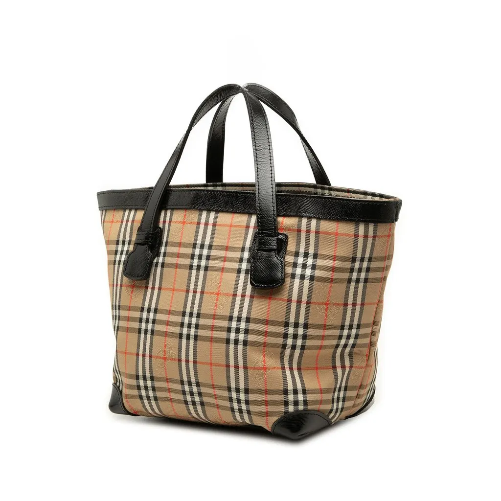 Burberry Haymarket Check Coated Canvas Tote Beige Canvas Very good - Back View