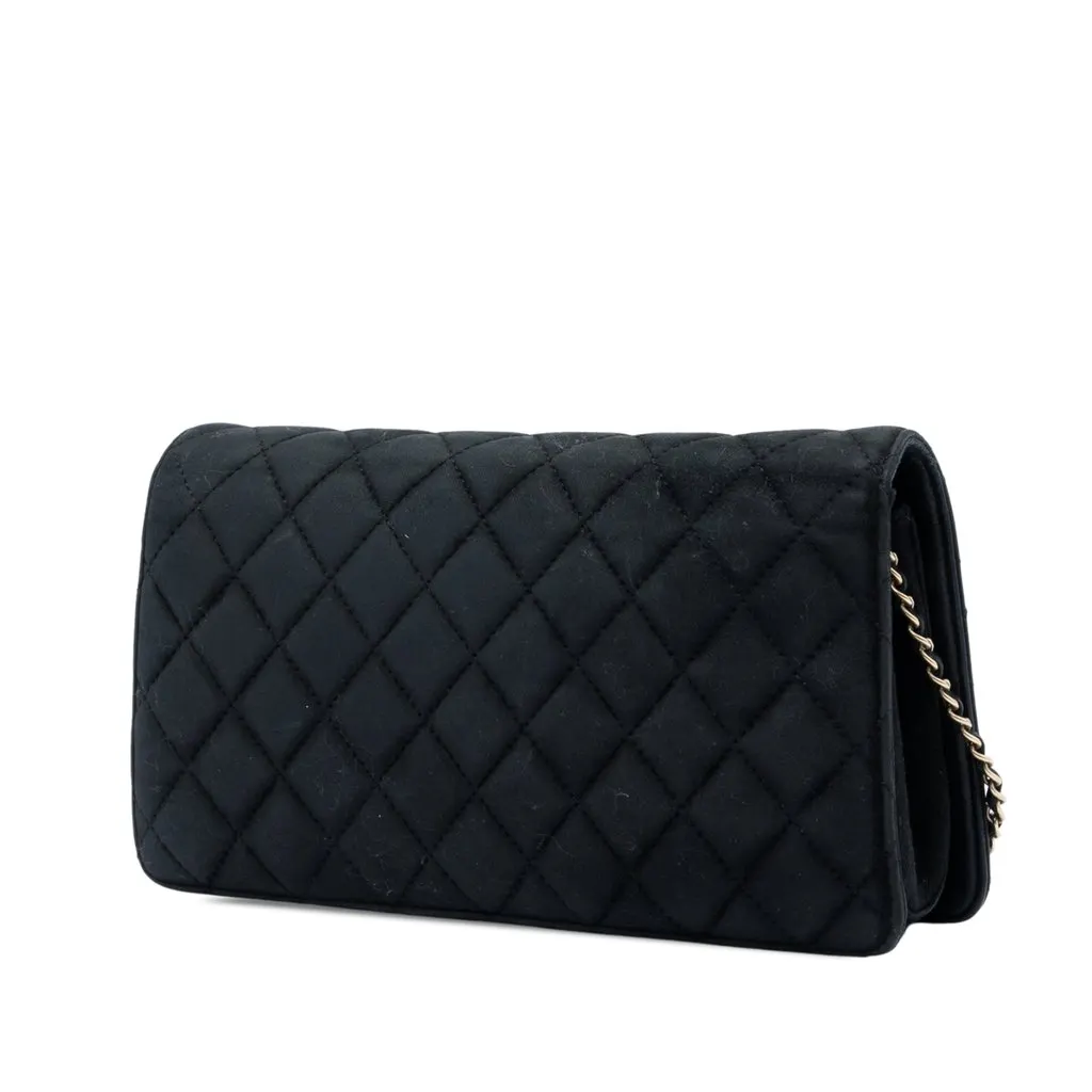 Chanel Quilted Suede Faux Pearl And Crystal CC Chain Flap Black Suede Very good - Back View