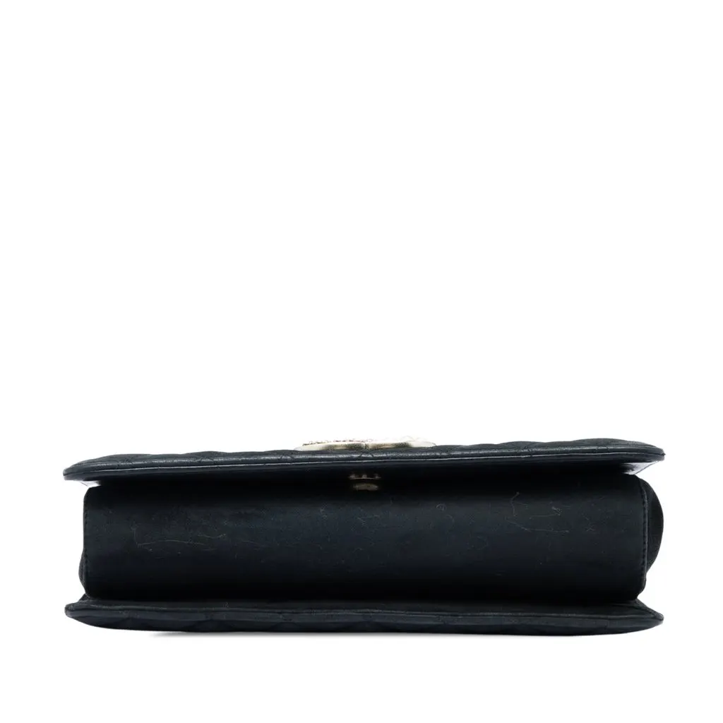 Chanel Quilted Suede Faux Pearl And Crystal CC Chain Flap Black Suede Very good - Inside View