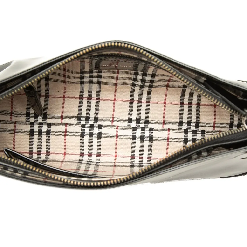 Burberry Patent Shoulder Bag Black Leather Very good - Model View