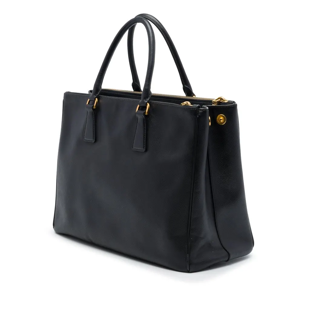Prada Large Saffiano Lux Galleria Double Zip Satchel Black Leather Very good - Back View