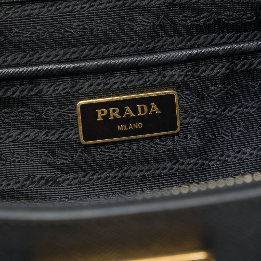 Prada Large Saffiano Lux Galleria Double Zip Satchel Black Leather Very good - Box View