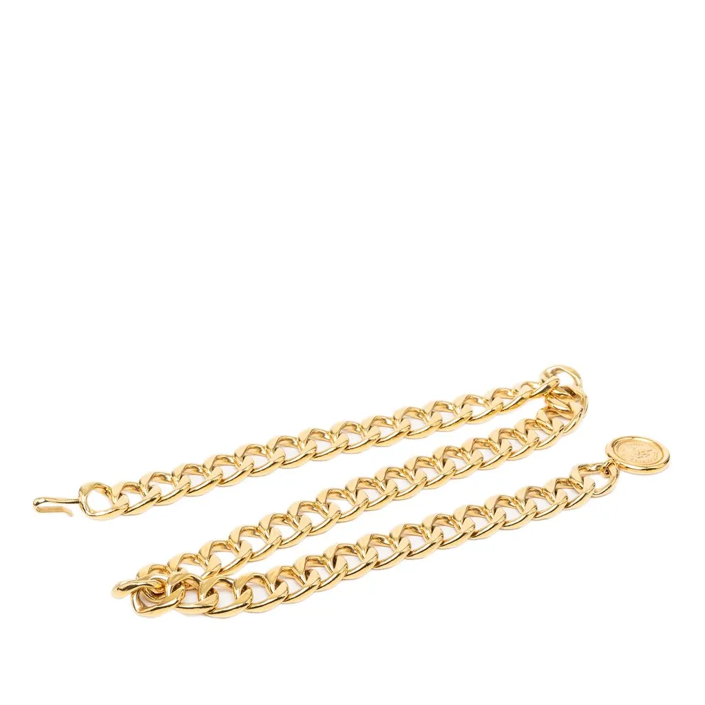 Chanel Gold Plated CC Medallion Chain Belt Gold Metal Very good - Front View