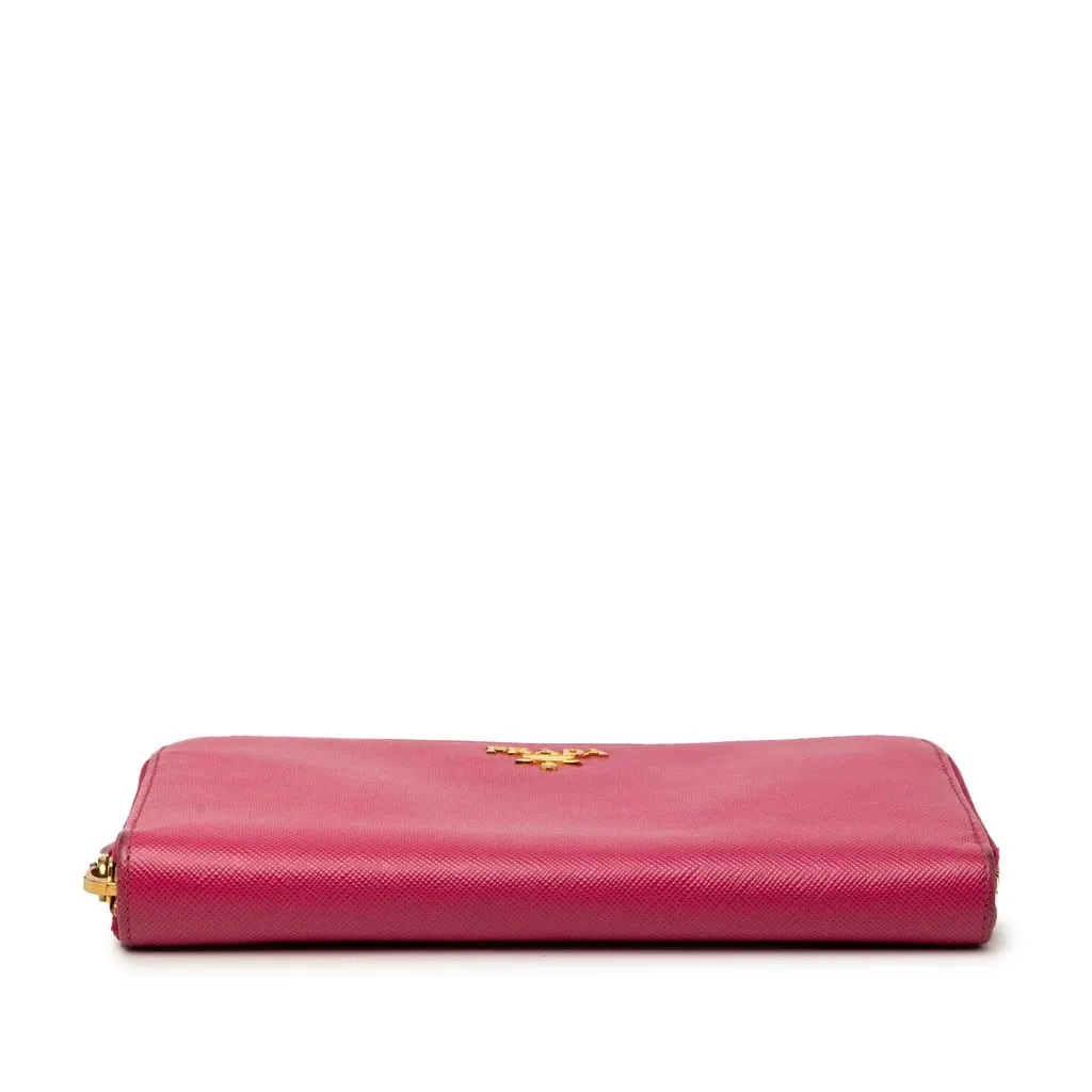 Prada Saffiano Zip Around Long Wallet Pink Leather Very good - Inside View