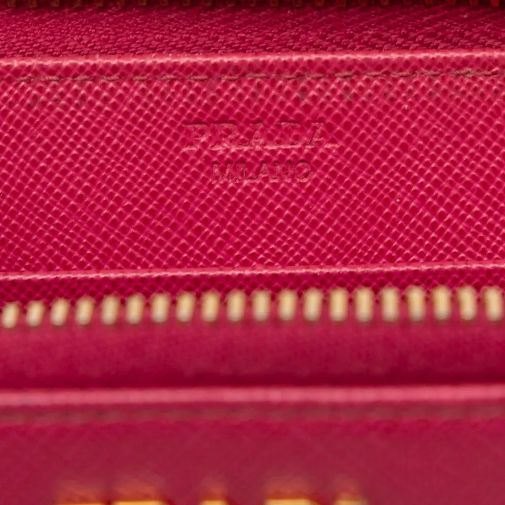 Prada Saffiano Zip Around Long Wallet Pink Leather Very good - Box View
