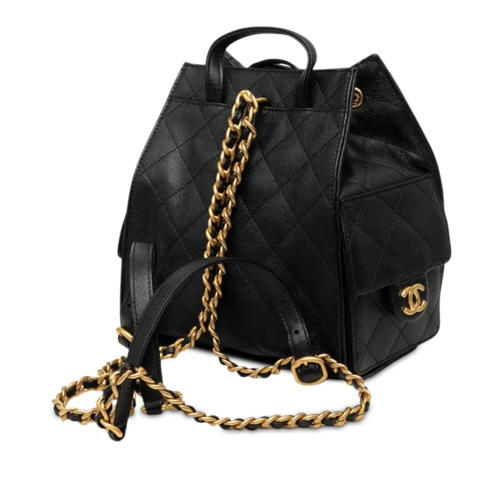 Chanel Medium Quilted Caviar Chanel 25 Backpack Black Leather Very good - Back View