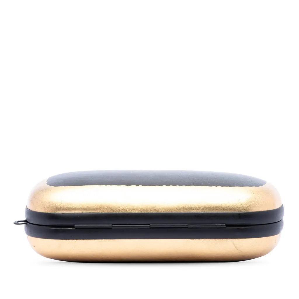 Bottega Veneta Bicolor Gilded Waxed Leather Knot Clutch with Chain Black Leather Very good - Inside View