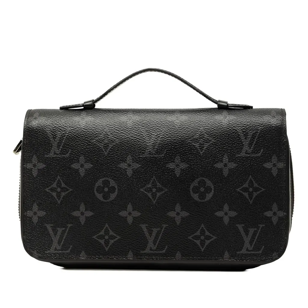 Louis Vuitton Monogram Eclipse Zippy XL Wallet Black Canvas Good - Front View