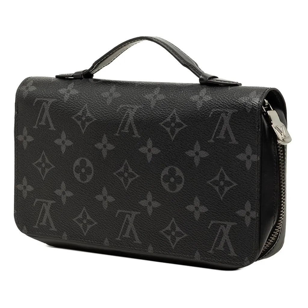 Louis Vuitton Monogram Eclipse Zippy XL Wallet Black Canvas Good - Back View