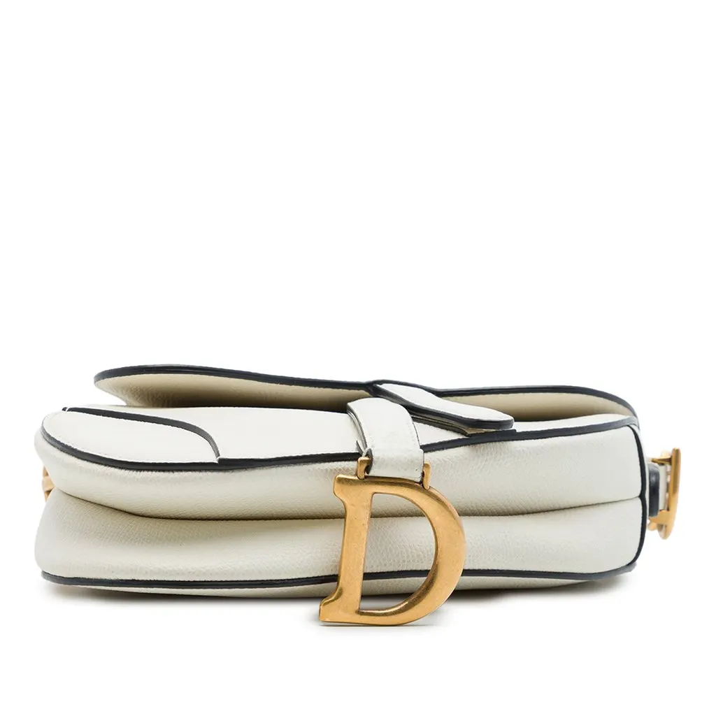 Dior Mini Grained Calfskin Saddle Bag White Leather Very good - Inside View