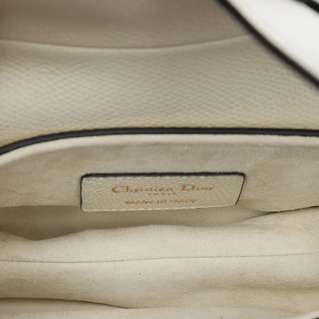 Dior Mini Grained Calfskin Saddle Bag White Leather Very good - Model View
