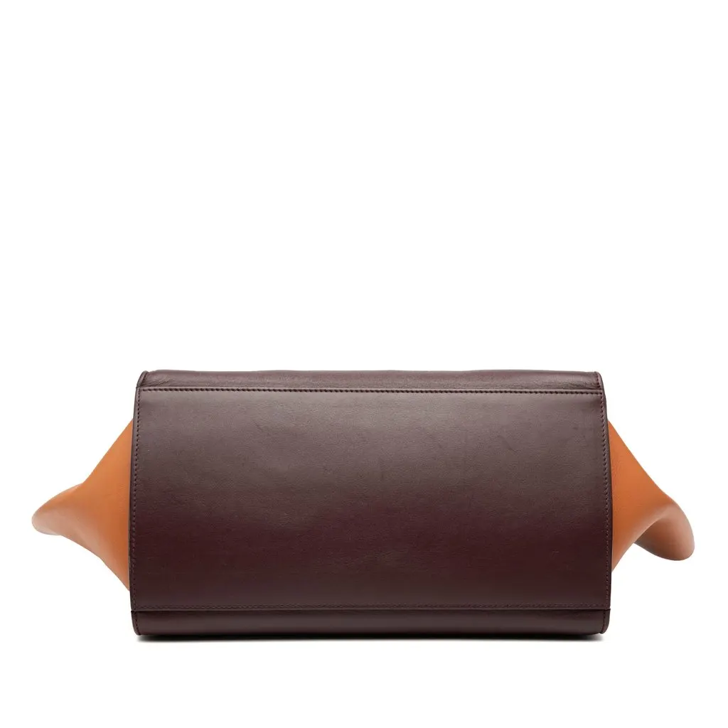 Celine Small Tricolor Leather Trapeze Satchel Brown Leather Very good - Inside View