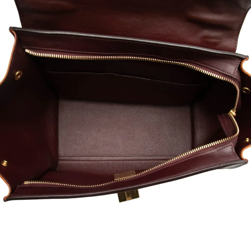 Celine Small Tricolor Leather Trapeze Satchel Brown Leather Very good - Model View