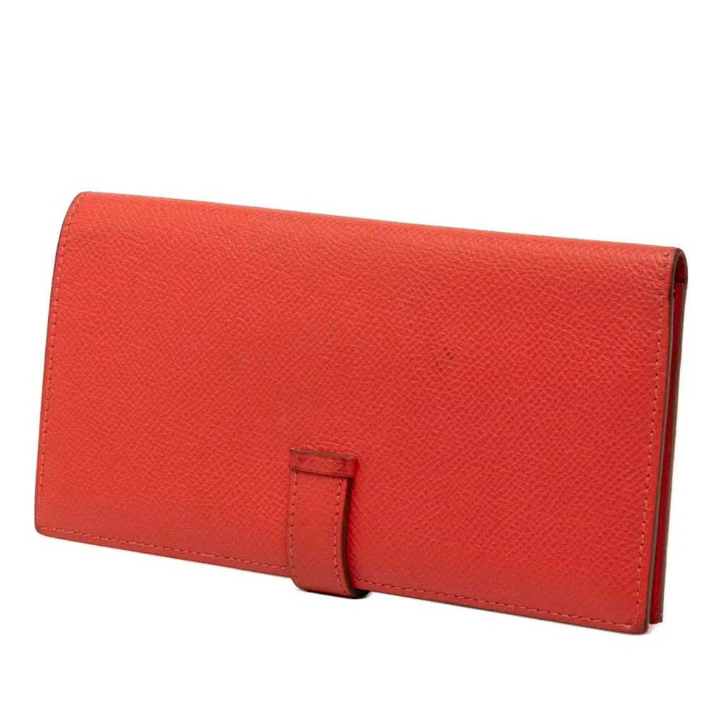 Hermès Epsom Bearn Wallet Red Leather Very good - Back View