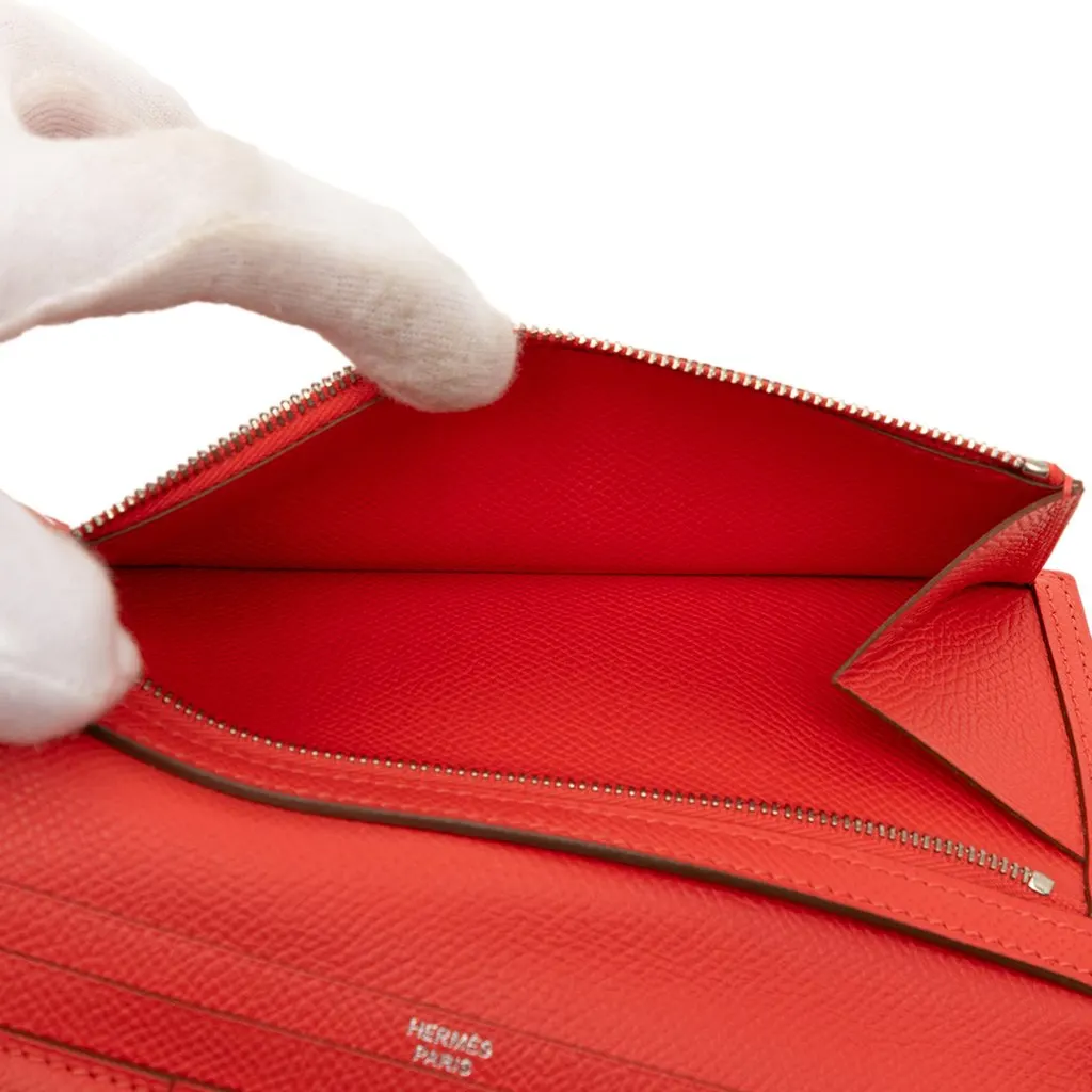 Hermès Epsom Bearn Wallet Red Leather Very good - Box View