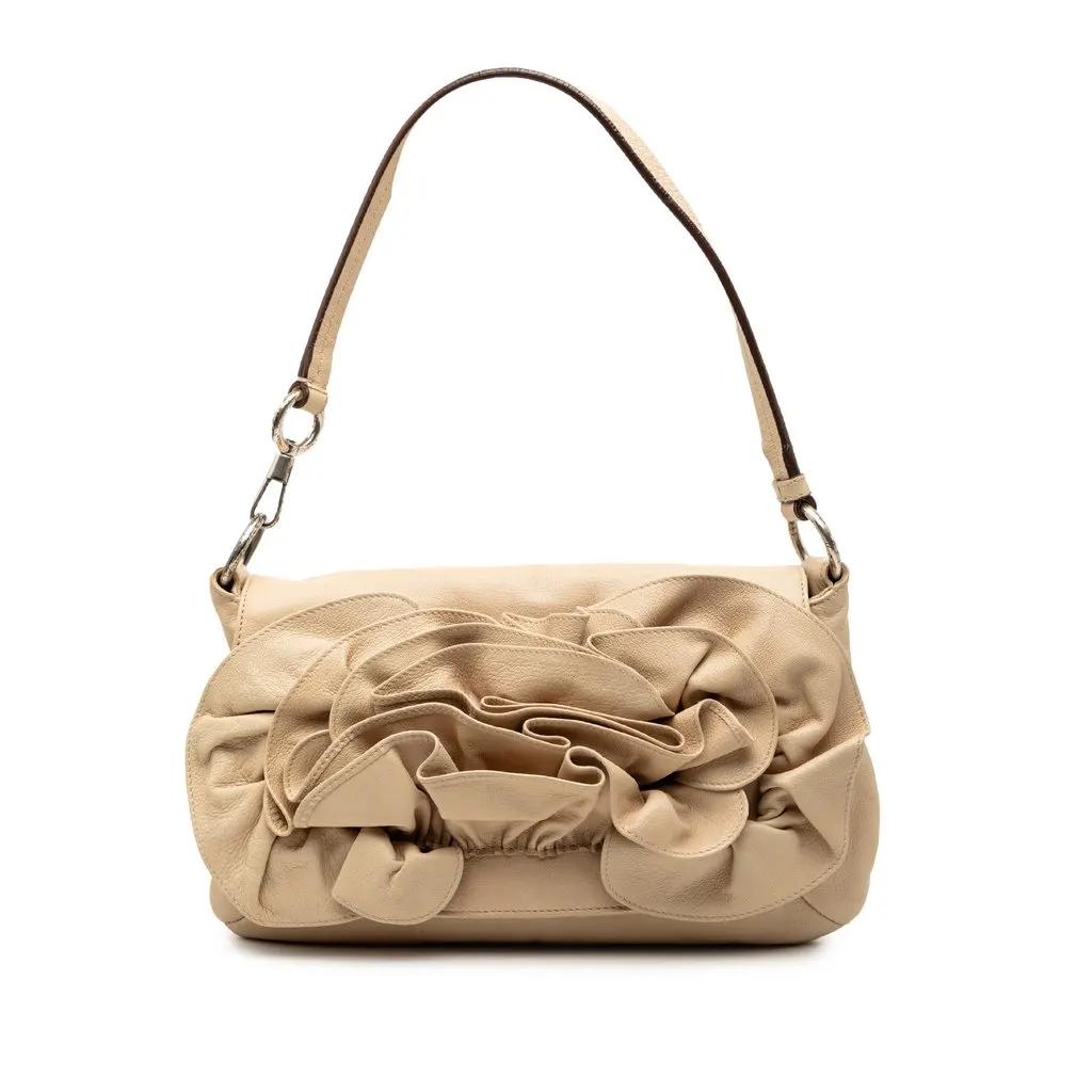 Saint Laurent Leather Nadja Rose Flap Bag Brown Leather Very good - Front View
