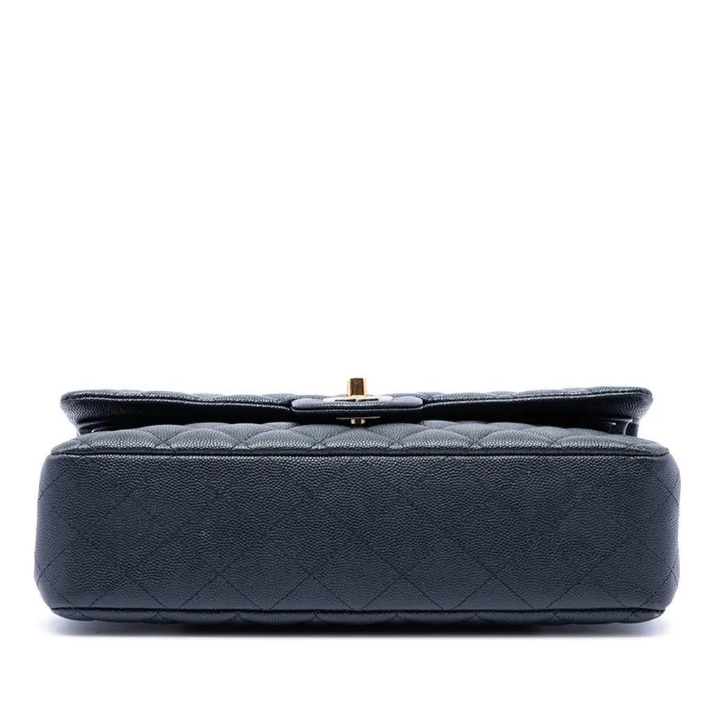 Chanel Medium Classic Caviar Double Flap Blue Leather Very good - Inside View