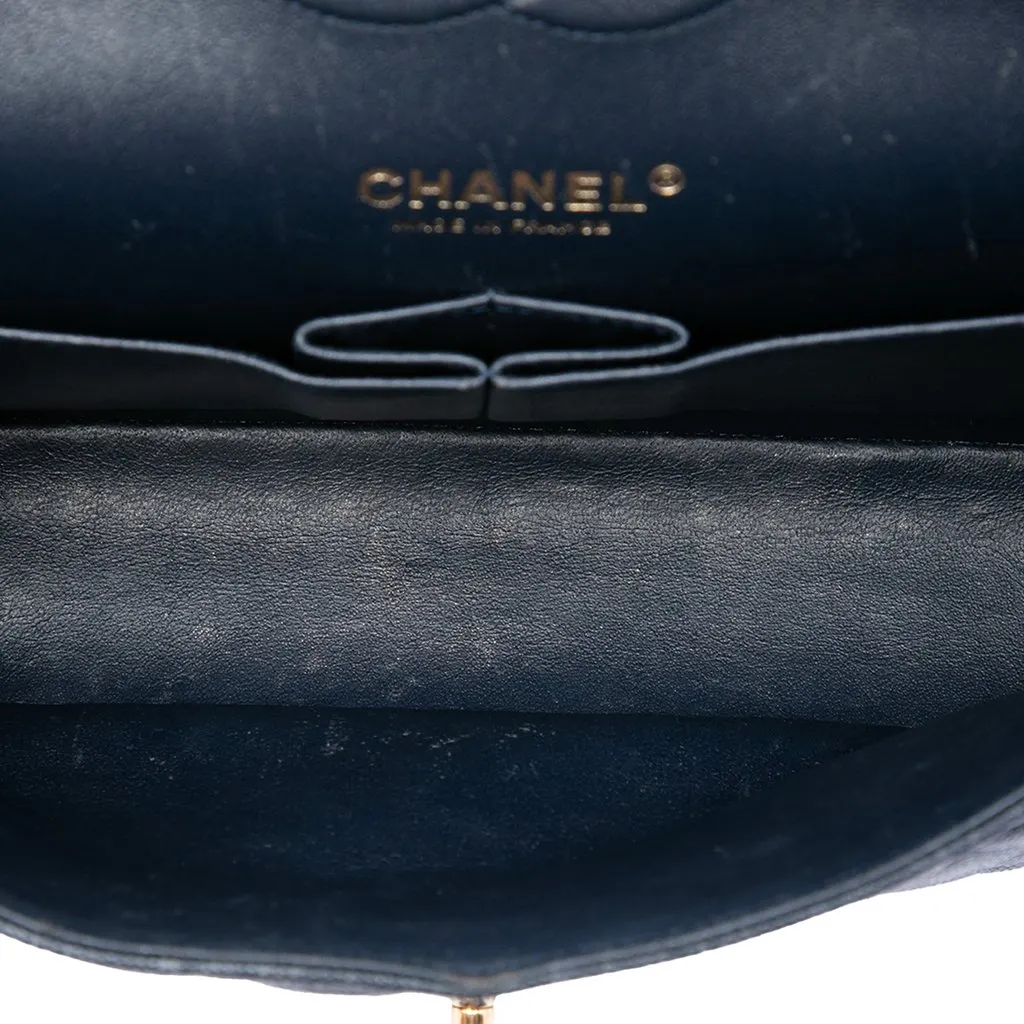 Chanel Medium Classic Caviar Double Flap Blue Leather Very good - Model View