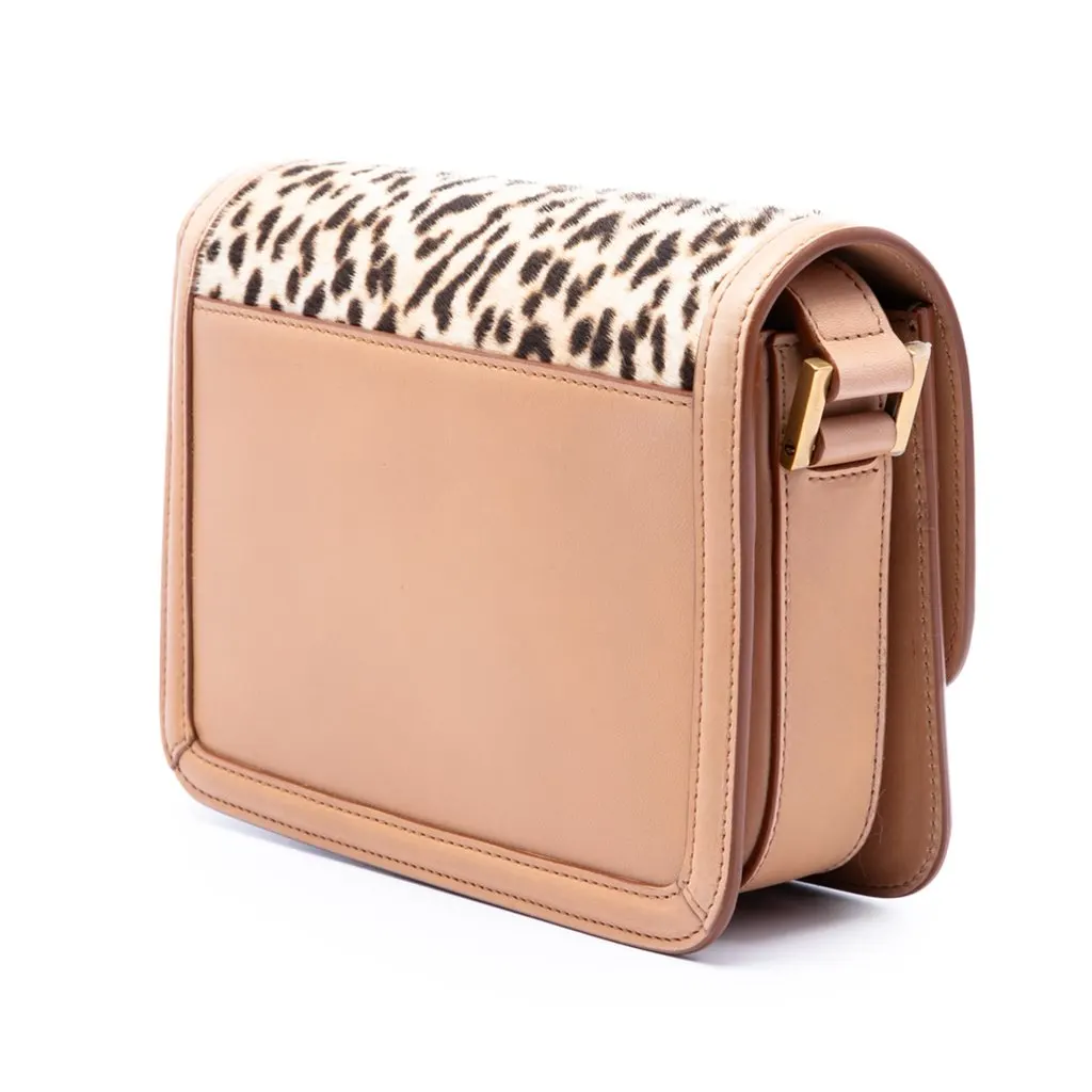 Saint Laurent Small Calf Hair Leopard Print Solferino Satchel In Box Beige Very good - Back View