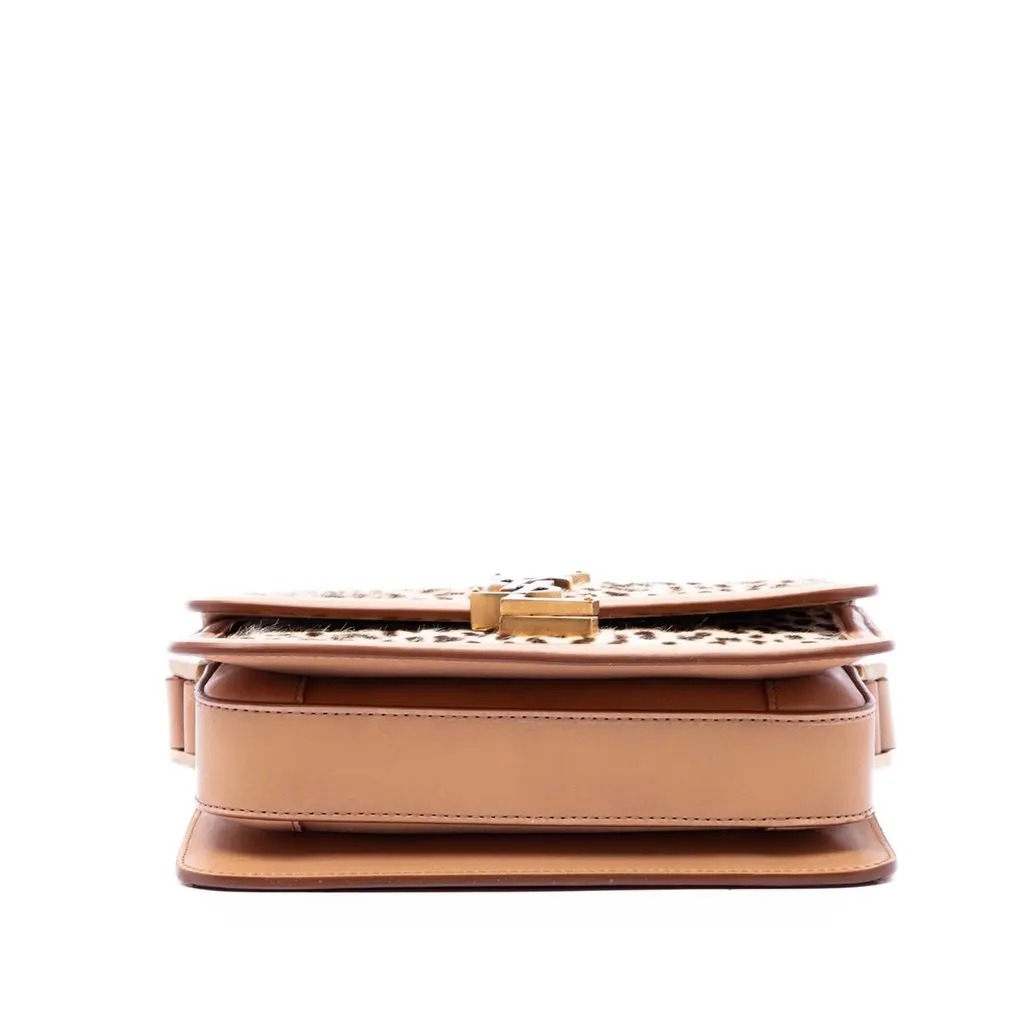 Saint Laurent Small Calf Hair Leopard Print Solferino Satchel In Box Beige Very good - Inside View